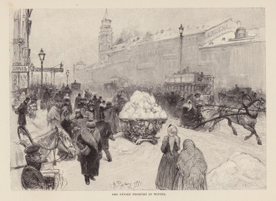 The Nevsky Prospekt in winter by Ilya Efimovich (after) Repin