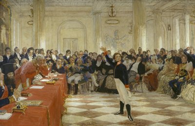 Alexander Pushkin at an Examination in the Lyceum of Tsarskoye Selo on January 8 by Ilya Efimovich Repin