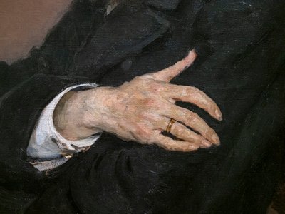 Portrait of Pavel Mikhailovich Tretyakov (Detail) by Ilya Efimovich Repin