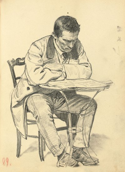 Study for "A Parisian Cafe": Man Seated at a Cafe Table, Reading a Newspaper by Ilya Efimovich Repin