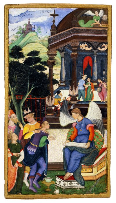 An Angel Conversing with a Group of Europeans by Indian Art