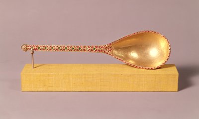 A Ceremonial Spoon Jewelled with Rubies, Emeralds and a Diamond, Mughal by Indian School