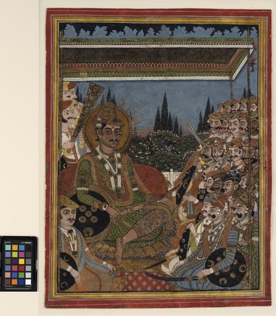 A prince in darbar under a canopy, c.1880 by Indian School