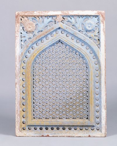 A Red Sandstone Jali Arch in a Frame, with a Stellar Motif by Indian School