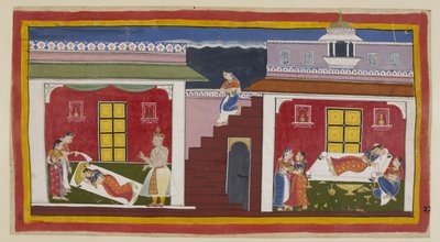 Manthara descends from above and goes into Kaikeyi