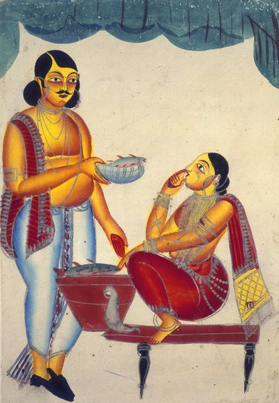 A Woman selling fish by Indian School