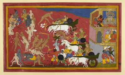 Akampana is killed by Hanuman; Rama’s council plans as demons retreat by Indian School