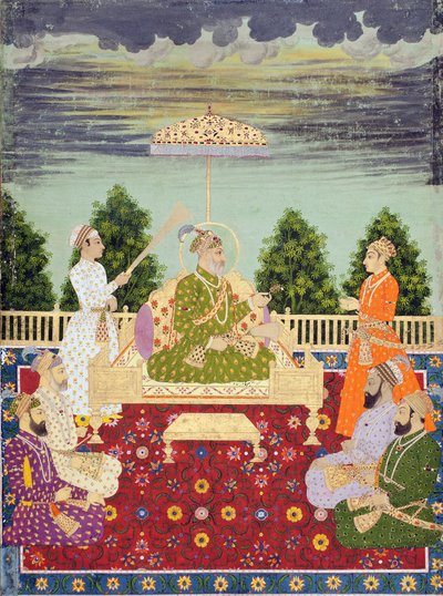 Bahadur Shah with his four sons and a grandson by Indian School