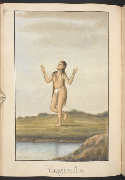 Bhagiratha, an Ancestor of Rama, Doing Penance by Indian School