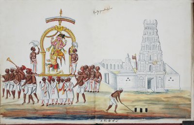 Ceremony with Saraswati Being Carried by Indian School