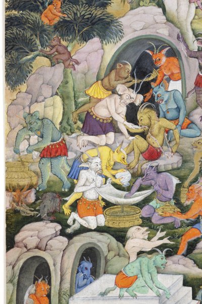 Demons in a Wild Landscape (detail) by Indian School