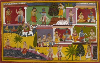 Durvasa and Death Visit Rama, Then Lakshmana Meditates by the Sarayu and is Taken to Heaven by Indra by Indian School