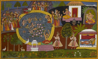 Ila meets Budha and, transformed into a male, seeks permission to return to his kingdom by Indian School