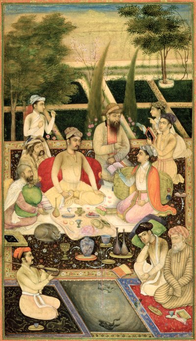 Two Princes in a Garden by Indian School