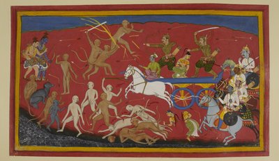 Indrajit Kills an Illusory Sita; Monkeys Grieve and Inform Rama and Lakshmana by Indian School