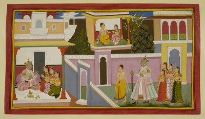 King Dasaratha and his queens welcome Rishyasringa and Shanta by Indian School