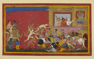 Kumbha and Nikumbha Battle Monkeys; Demons Report to Ravana by Indian School