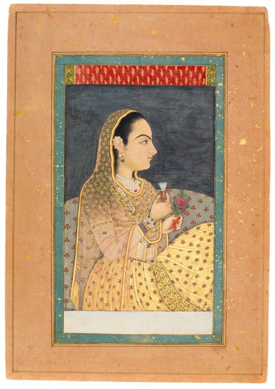 Lady Holding a Cup and a Flower by Indian School