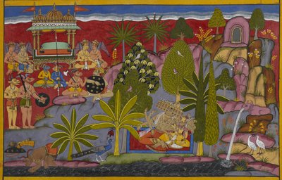 On Mount Kailasa, Ravana Assaults Rambha Despite Her Pleas by Indian School