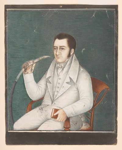 Portrait of George Potter smoking a hookah, c.1828 by Indian School