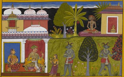 Praheti Becomes an Ascetic While Heti Marries Bhaya and Has a Son, Vidyutkesa by Indian School