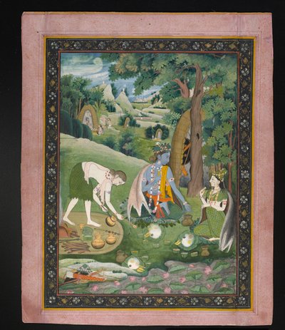 Rama, Lakshmana, and Sita Cooking and Eating in the Wilderness, c.1820 by Indian School