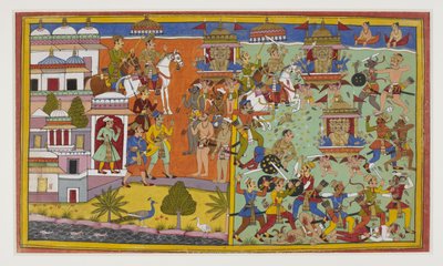 Ravana defeats King Anaranya, who prophesies his death at Rama