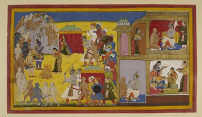 Rama Rejects Sita Upon Her Return; She Asks to Prove Her Chastity by Fire by Indian School