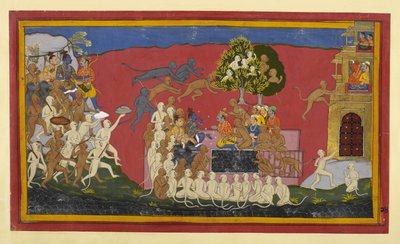 Rama Sends Angada to Challenge Ravana as Monkeys Approach Lanka by Indian School