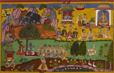 Rama Visits Sage Agastya in the Dandaka Desert, Who Invites Him to Stay the Night by Indian School