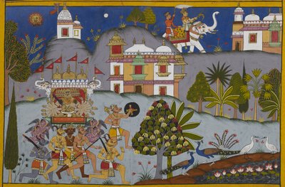 Ravana marches to Devaloka as Indra moves to rally the gods and seek Vishnu