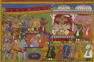 Ravana Sits on His Throne as His Sister Surpanakha Mourns Her Husband