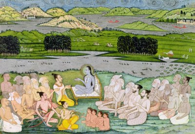 Shri Sukdevji preaching to a concourse of Sadhus by Indian School