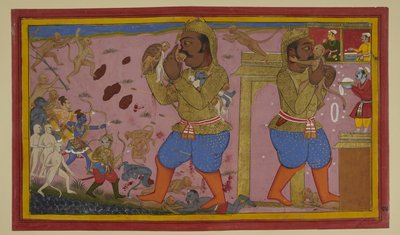 Sugriva wounds Kumbhakarna; he fights back as Rama and allies advance by Indian School