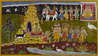 The Creatures Plead with Brahma, Who Revives Hanuman, and the Gods Grant Him Great Strength by Indian School