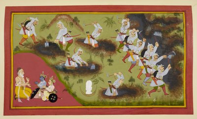The Sixty Thousand Sons of Sagara Dig the Earth in Search of the Sacrificial Horse by Indian School