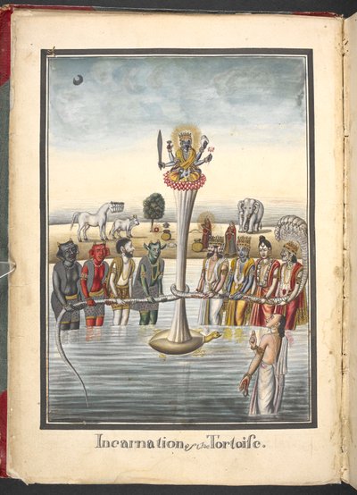 Tortoise Incarnation, Kurma Avatara, Second Incarnation of Vishnu by Indian School