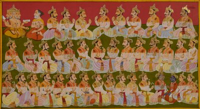 Vasistha recounts the full genealogy of the Ikshvaku dynasty by Indian School