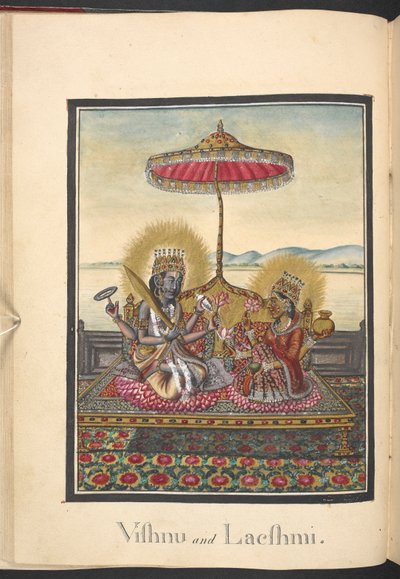 Vishnu and Lakshmi by Indian School