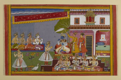 Vishnu Declines to Fight Ravana Due to His Boon, but Encourages the Gods to Battle Him by Indian School