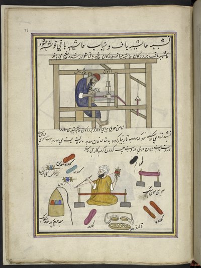 Weaver Making a Border; Man Reeling Coloured Wools, from 