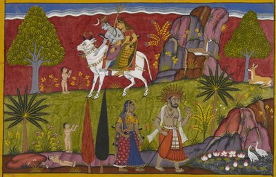 Shiva and Parvati Grant the Infant Sukesha Immortality and Instant Adulthood by Indian School