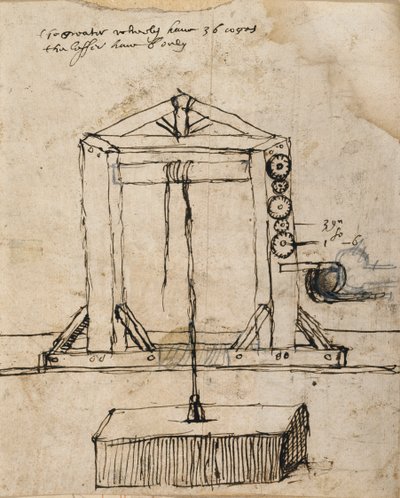 Diagram for a pulley lifting masonry by Inigo Jones