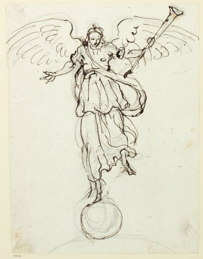 Fame, preliminary sketch, c.1631 by Inigo Jones