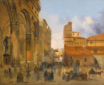 View of the Piazza della Signoria with the Loggia dei Lanzi by Ippolito Caffi
