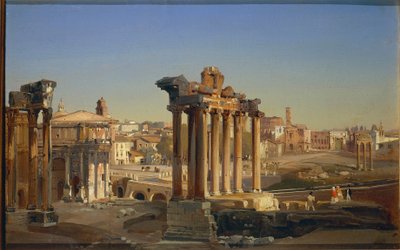 View of the Roman Forum with Temple of Saturn by Ippolito Caffi by Ippolito Caffi