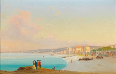 Nice. View of the Beach from Quai du Midi by Ippolito Caffi