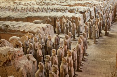 Scenes of the various warriors in the Pit 1 area at the Terra Cotta Warrior Museum by Ira Block