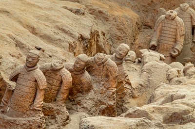 Scenes of the various warriors in the Pit 1 area at the Terra Cotta Warrior Museum by Ira Block