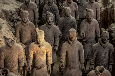 At the Terra Cotta Warrior Museum, scenes of the various warriors in the Pit 1 area., 2009 (photo) by Ira Block